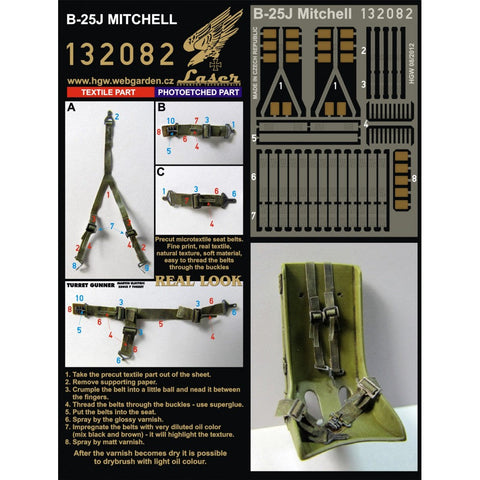 HGW 132082 1/32 B-25J ミッチェル シートベルト pre-cut (laser) | HKモデル用