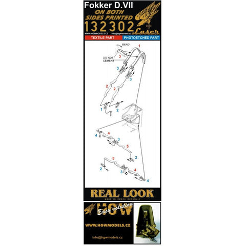 HGW 132302 1/32 フォッカー D.VII シートベルト pre-cut (laser) | double-sided printing