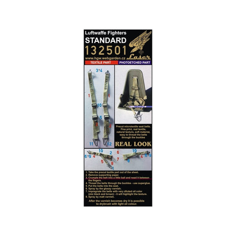 HGW 132501 1/32 ルフトヴァッフェ戦闘機用 - 初期型 シートベルト pre-cut (laser)