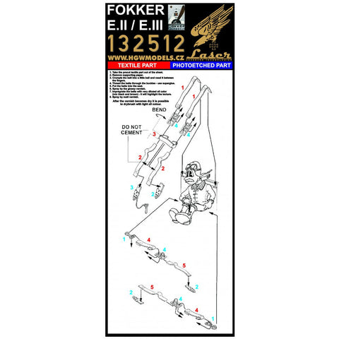 HGW 132512 1/32 フォッカー E.II / E.III シートベルト pre-cut (laser) | ウイングナットウイングス用