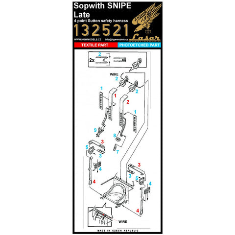 HGW 132521 1/32 ソッピース スナイプ - 後期型 シートベルト pre-cut (laser) | ウイングナットウイングス用