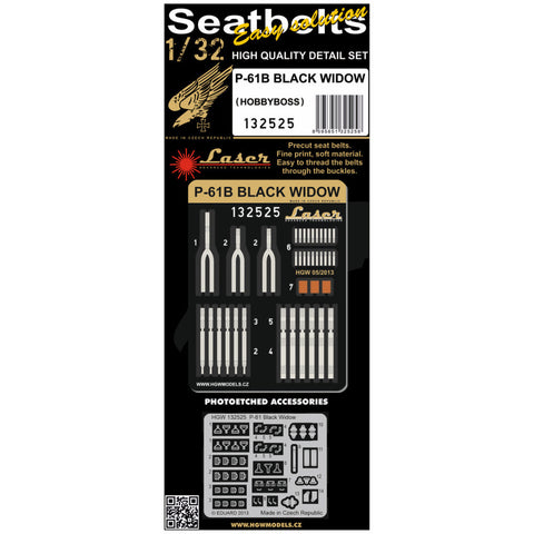 HGW 132525 1/32 P-61B ブラックウィドウ シートベルト pre-cut (laser) | ホビーボス用