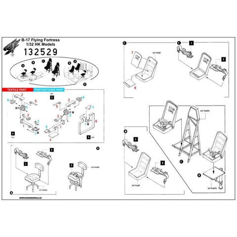 HGW 132529 1/32 B-17 Seatbelts シートベルト pre-cut (laser) | HKモデル用