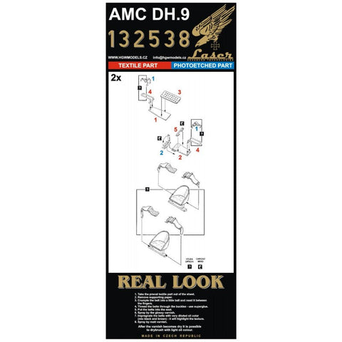 HGW 132538 1/32 AMC DH.9 シートベルト pre-cut (laser) | ウイングナットウイングス用