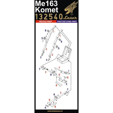 HGW 132540 1/32 メッサーシュミット Me 163 Komet シートベルト pre-cut (laser) | モンモデル, ハセガワ用