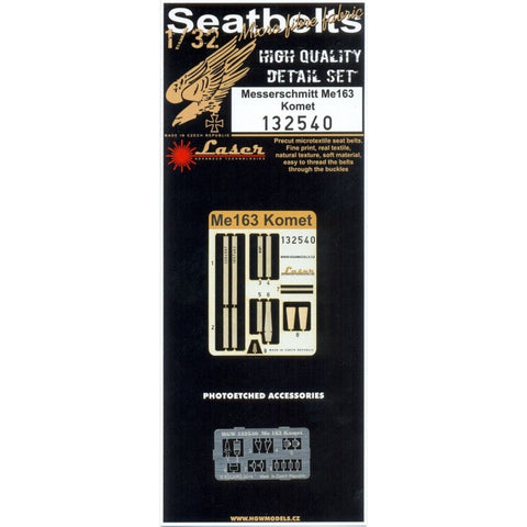 HGW 132540 1/32 メッサーシュミット Me 163 Komet シートベルト pre-cut (laser) | モンモデル, ハセガワ用