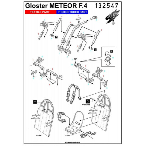 HGW 132547 1/32 グロスター ミーティア F.4 シートベルト pre-cut (laser) | HKモデル用
