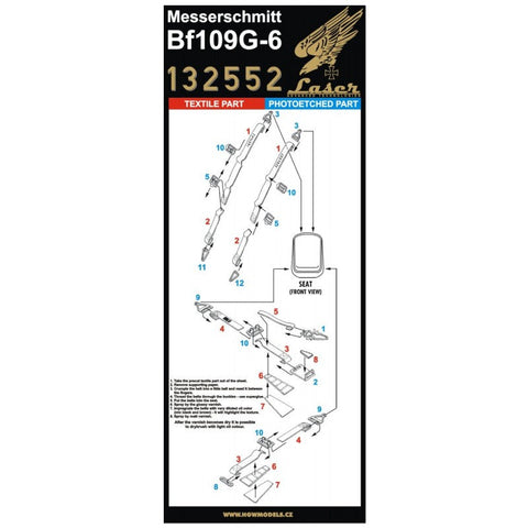 HGW 132552 1/32 メッサーシュミット Bf 109G-6 シートベルト pre-cut (laser) | レベル用