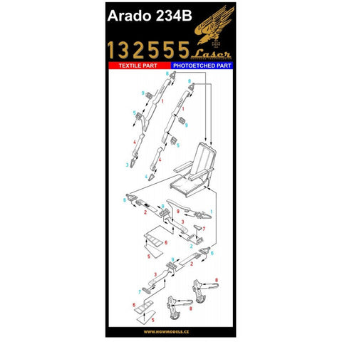 HGW 132555 1/32 アラド Ar 234B シートベルト pre-cut (laser) | フライ用
