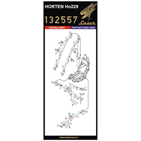 HGW 132557 1/32 ホルテン Ho 229 シートベルト pre-cut (laser) | Orlon | 造形村