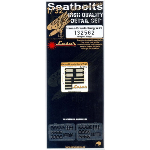 HGW 132562 1/32 ハンザ・ブランデンブルク W.29 シートベルト pre-cut (laser) | ウイングナットウイングス用