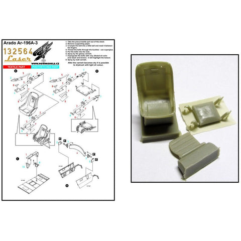 HGW 132564 1/32 アラド Ar 196A-3 + シート シートベルト pre-cut (laser) | レベル用