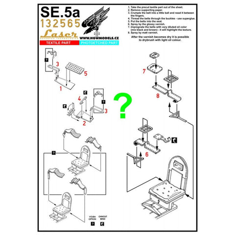 HGW 132565 1/32 SE.5a シートベルト pre-cut (laser) | ウイングナットウイングス用