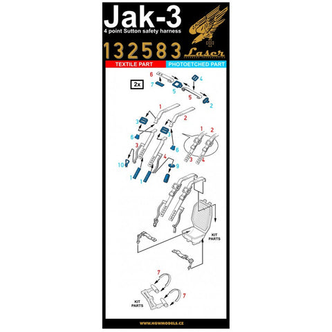 HGW 132583 1/32 Yak-3 シートベルト pre-cut (laser) | スペシャルホビー用