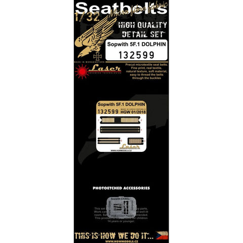 HGW 132599 1/32 ソッピース 5F.1 ドルフィン シートベルト pre-cut (laser)