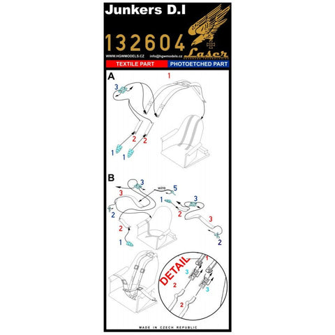 HGW 132604 1/32 ユンカース D.I シートベルト pre-cut (laser) | ウイングナットウイングス用