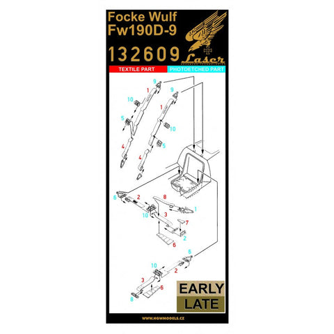 HGW 132609 1/32 フォッケウルフ Fw 190D-9 シートベルト pre-cut (laser)
