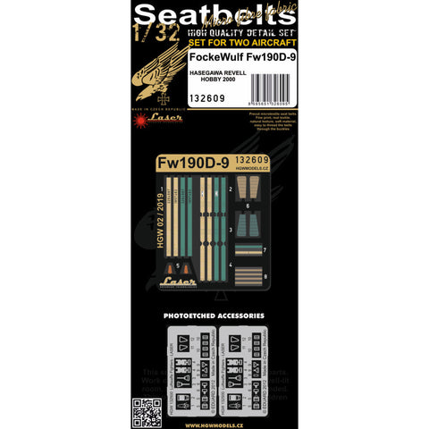 HGW 132609 1/32 フォッケウルフ Fw 190D-9 シートベルト pre-cut (laser)