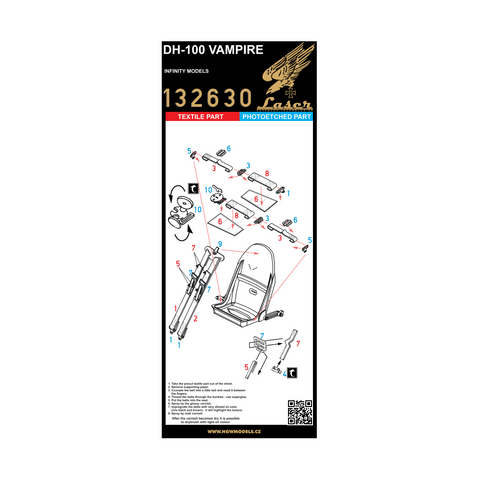 HGW 132630 1/32 DH-100 Vampire シートベルト pre-cut (laser) | インフィニティモデル用