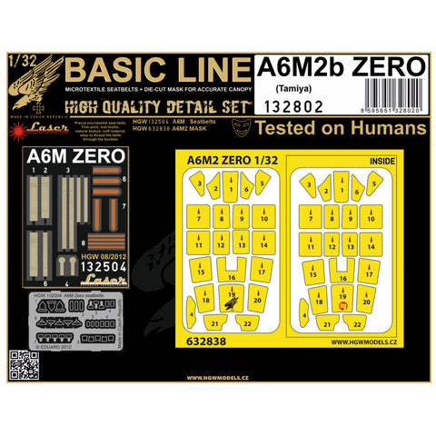 HGW 132802 1/32 A6M2 零式艦上戦闘機 シートベルト BASIC LINE: seatbelts + masks | タミヤ用