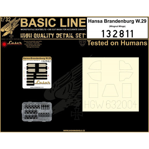 HGW 132811 1/32 ハンザ・ブランデンブルク W.29 シートベルト BASIC LINE: seatbelts + masks | ウイングナットウイングス用