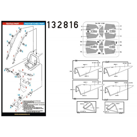 HGW 132816 1/32 フォッケウルフ Fw 190F-8 シートベルト BASIC LINE: seatbelts + masks | レベル用