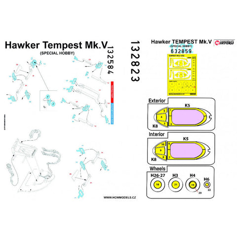 HGW 132823 1/32 ホーカー テンペスト Mk.V シートベルト BASIC LINE: seatbelts + masks | スペシャルホビー用