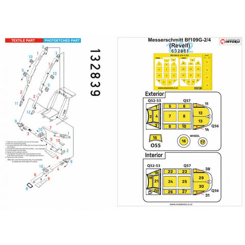 HGW 132839 1/32 メッサーシュミット Bf109G-2/4 シートベルト BASIC LINE: seatbelts + masks | レベル用