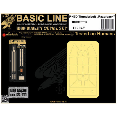 HGW 132847 1/32 P-47D サンダーボルト レイザーバック シートベルト BASIC LINE: seatbelts + masks | トランぺッター用