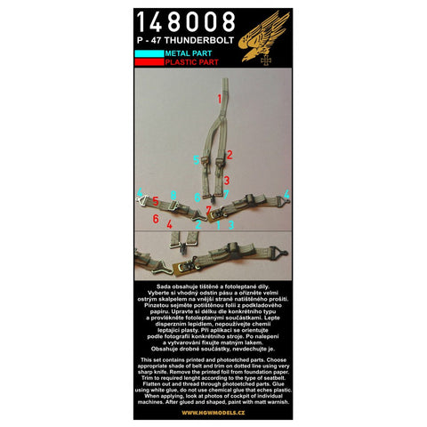 HGW 148008 1/48 P-47D サンダーボルト                                   シートベルト ２セット | ハセガワ, タミヤ, アカデミー用