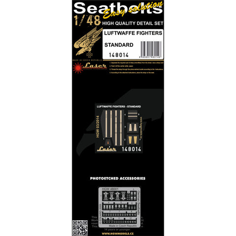 HGW 148014 1/48 ルフトヴァッフェ戦闘機用 - 初期型 シートベルト pre-cut (laser) | WWII時