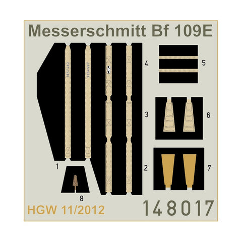 HGW 148017 1/48 メッサーシュミット Bf 109E シートベルト pre-cut (laser) | エデュアルド, タミヤ, ハセガワ, エアフィックス