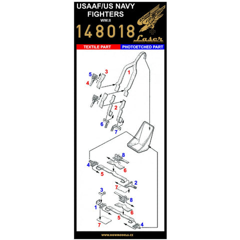 HGW 148018 1/48 U.S. 戦闘機 シートベルト pre-cut (laser) | WWII時