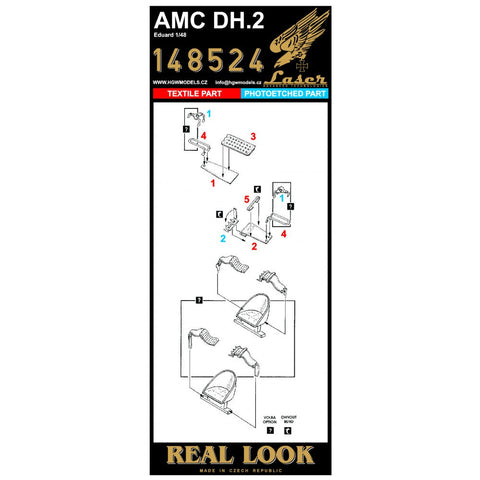 HGW 148524 1/48 AMC DH.2 シートベルト pre-cut (laser) | エデュアルド用