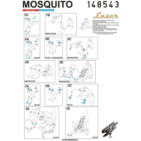 HGW 148543 1/48 モスキート シートベルト pre-cut (laser)