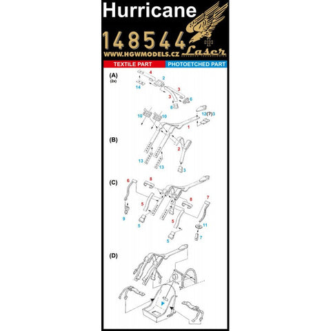 HGW 148544 1/48 ハリケーン シートベルト pre-cut (laser)