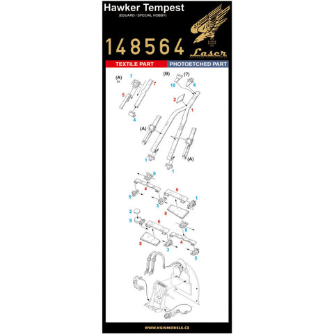 HGW 148564 1/48 ホーカー テンペスト シートベルト pre-cut (laser) | エデュアルド, スペシャルホビー用