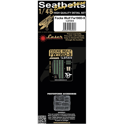 HGW 148569 1/48 フォッケウルフ Fw190D-9 シートベルト pre-cut (laser)