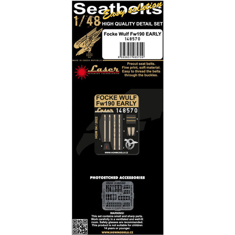 HGW 148570 1/48 フォッケウルフ Fw190 初期型 シートベルト pre-cut (laser)