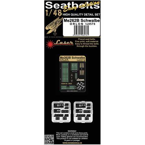 HGW 148576 1/48 Me262B シュワルベ (オリオン) シートベルト pre-cut (laser)