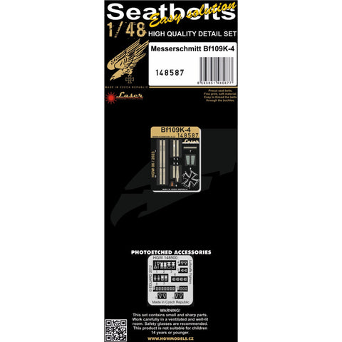HGW 148587 1/48 Bf 109K-4 オリオン (Ersatz) シートベルト pre-cut (laser)