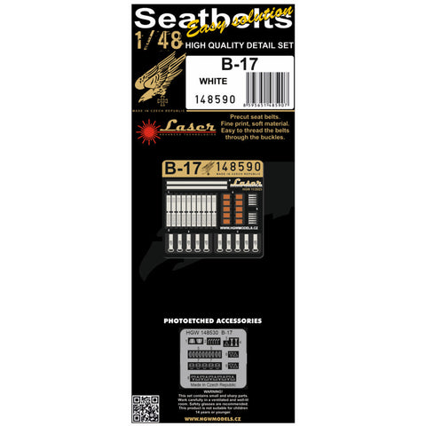 HGW 148590 1/48 B-17 (ホワイト) シートベルト pre-cut (laser)