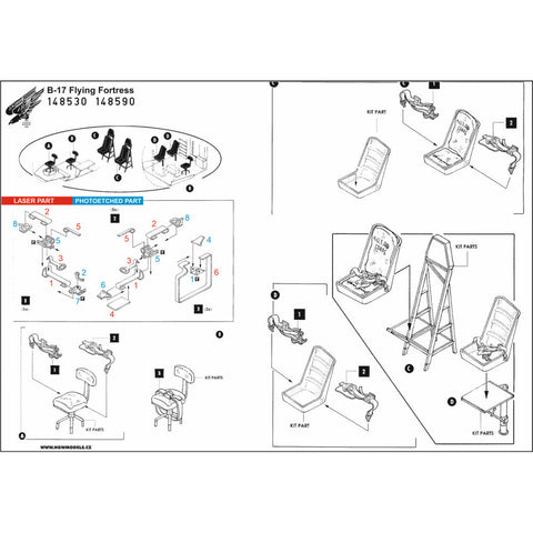 HGW 148590 1/48 B-17 (ホワイト) シートベルト pre-cut (laser)