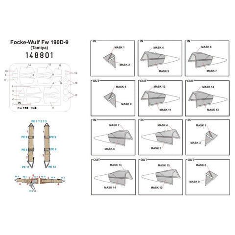 HGW 148801 1/48 フォッケウルフ Fw 190D-9 シートベルト BASIC LINE: seatbelts + masks | タミヤ用