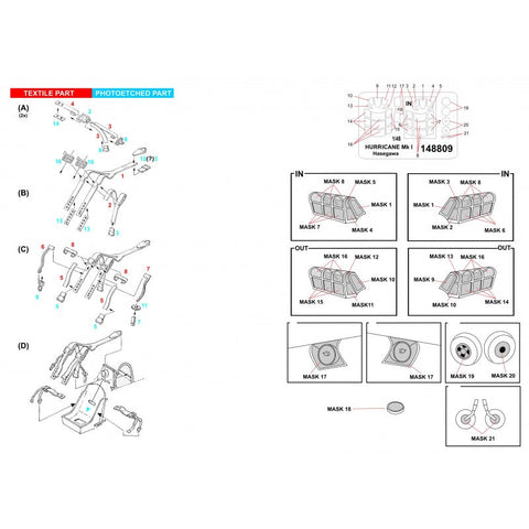 HGW 148809 1/48 ホーカーハリケーン シートベルト BASIC LINE: seatbelts + masks | ハセガワ用