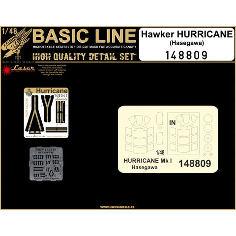 HGW 148809 1/48 ホーカーハリケーン シートベルト BASIC LINE: seatbelts + masks | ハセガワ用
