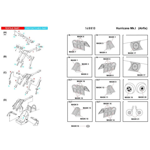 HGW 148810 1/48 ホーカーハリケーン シートベルト BASIC LINE: seatbelts + masks | エアフィックス用