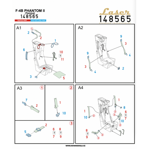 HGW 148816 1/48 F-4B ファントム II シートベルト BASIC LINE: seatbelts + masks | タミヤ用