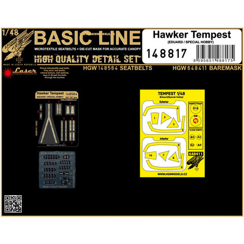 HGW 148817 1/48 ホーカー テンペスト シートベルト BASIC LINE: seatbelts + masks | エデュアルド, スペシャルホビー用