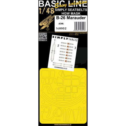 HGW 148902 1/48 B-26 マローダー シートベルト BASIC LINE: SIMPLY BELTS + MASKS | ICM用
